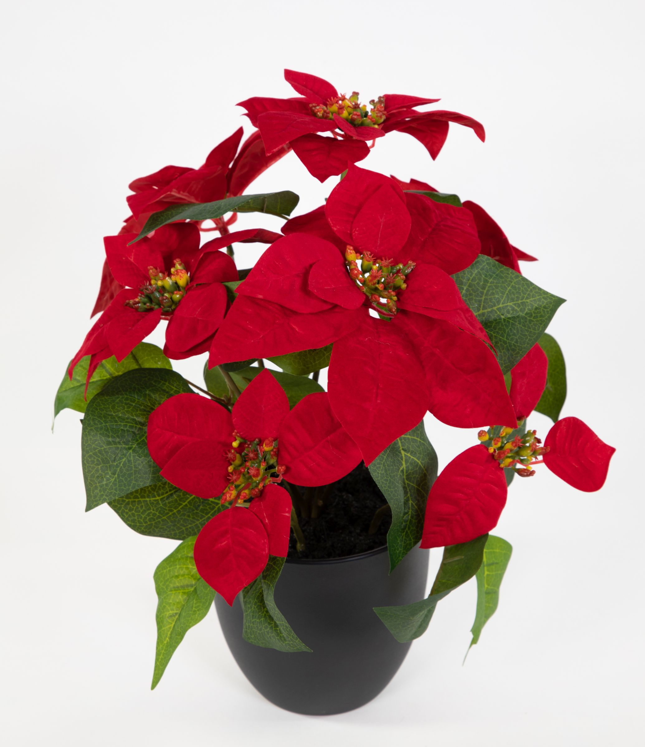 Weihnachtsstern 36cm rot im schwarzen Topf DP künstliche Blume Kunstpflanze Kunstblumen Poinsettie