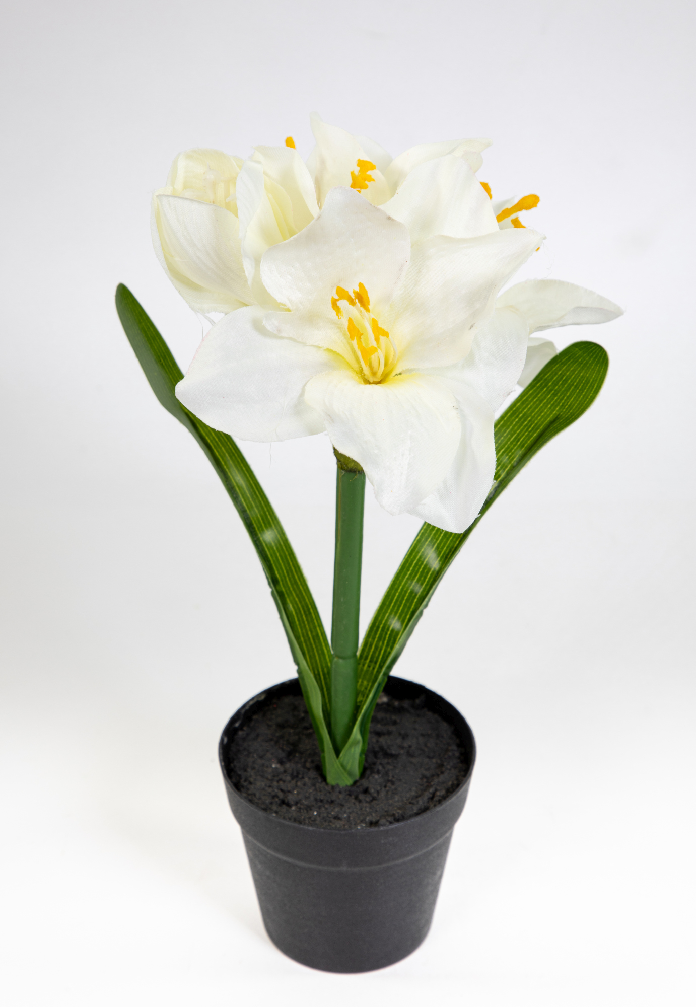 Amaryllis im Topf 32cm weiß JA künstliche Blumen Pflanzen Kunstpflanzen Kunstblumen