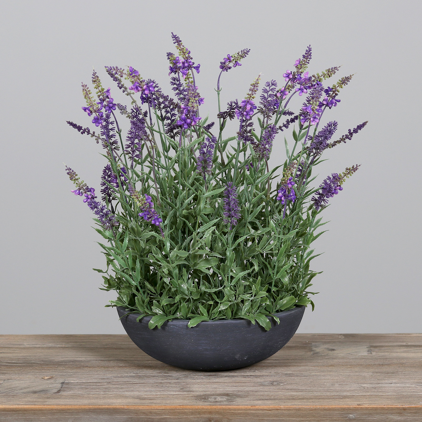 Lavendel in runder Dekoschale 48x42cm DP künstliche Lavendelschale Pflanzen Blumen Kunstblumen Kunstpflanzen