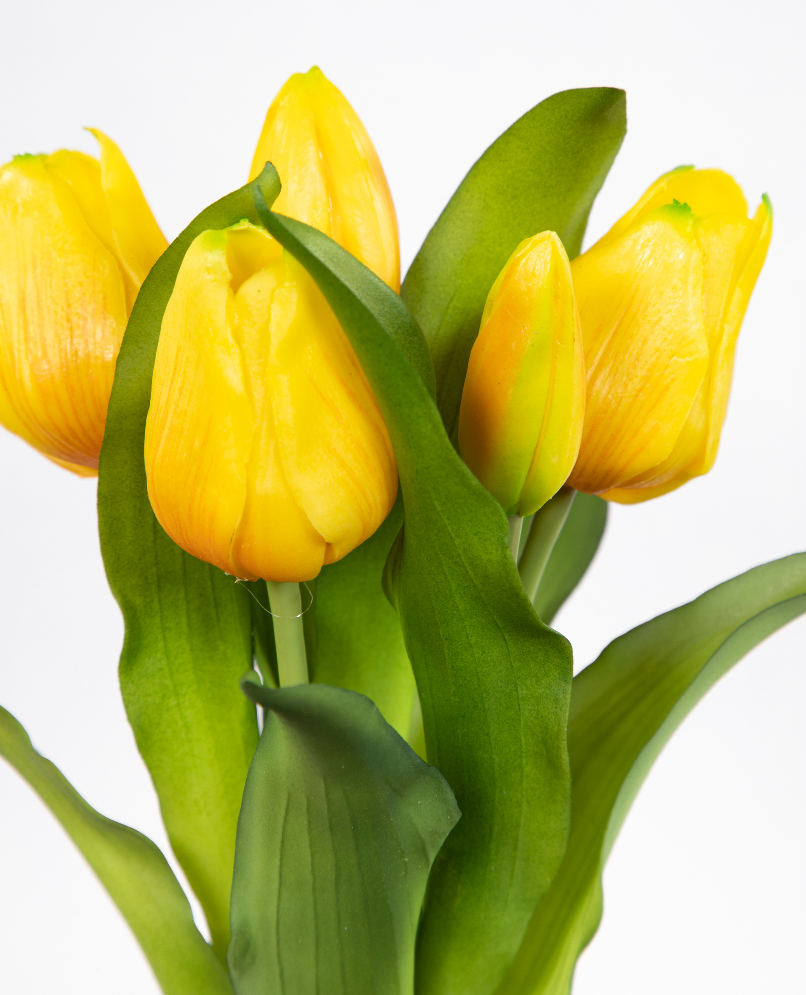 Tulpenbund Nature Real Touch 32x20cm gelb mit 5 Blüten DP Kunstblumen  künstliche Blumen Tulpen Latex