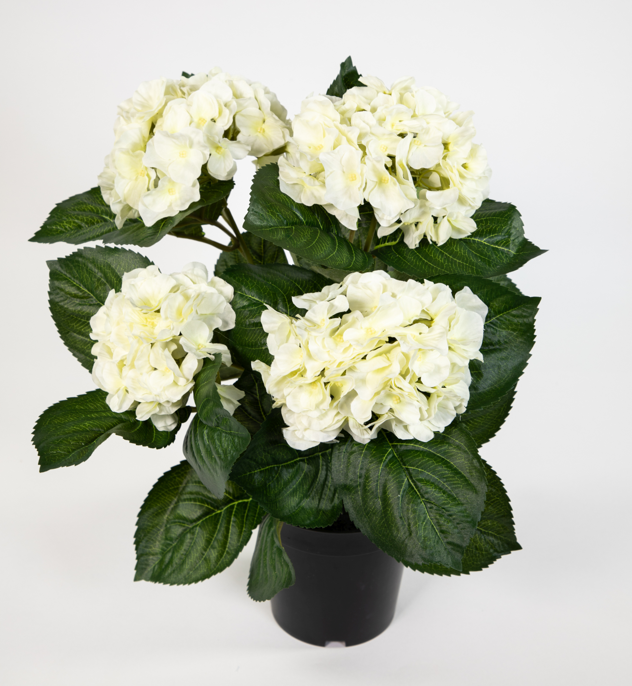 im Blumen weiß-creme Hortensie LM Deluxe Pflanzen Kunstpflanzen künstliche 42cm Hortensienbusch Topf