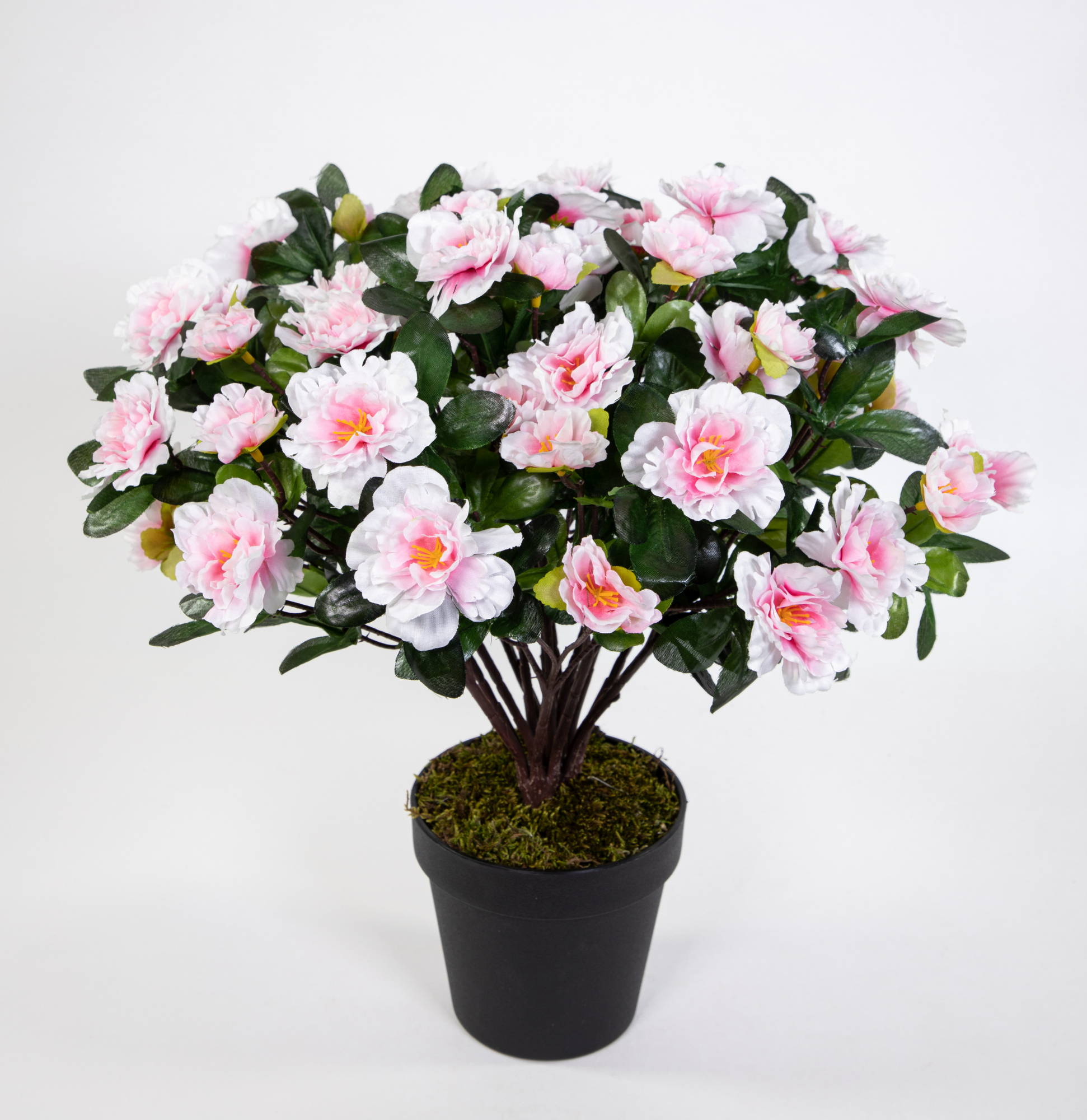 Topf Azalee Kunstpflanzen pink-weiß Azaleen im LA Große Blumen Kunstblumen 36cm künstliche