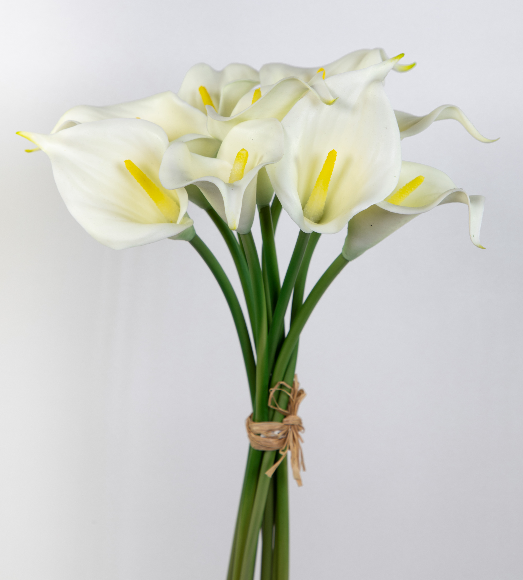 9 Stück Calla Real Touch 34cm weiß-creme FT Kunstblumen künstliche Blumen Kalla Lilie