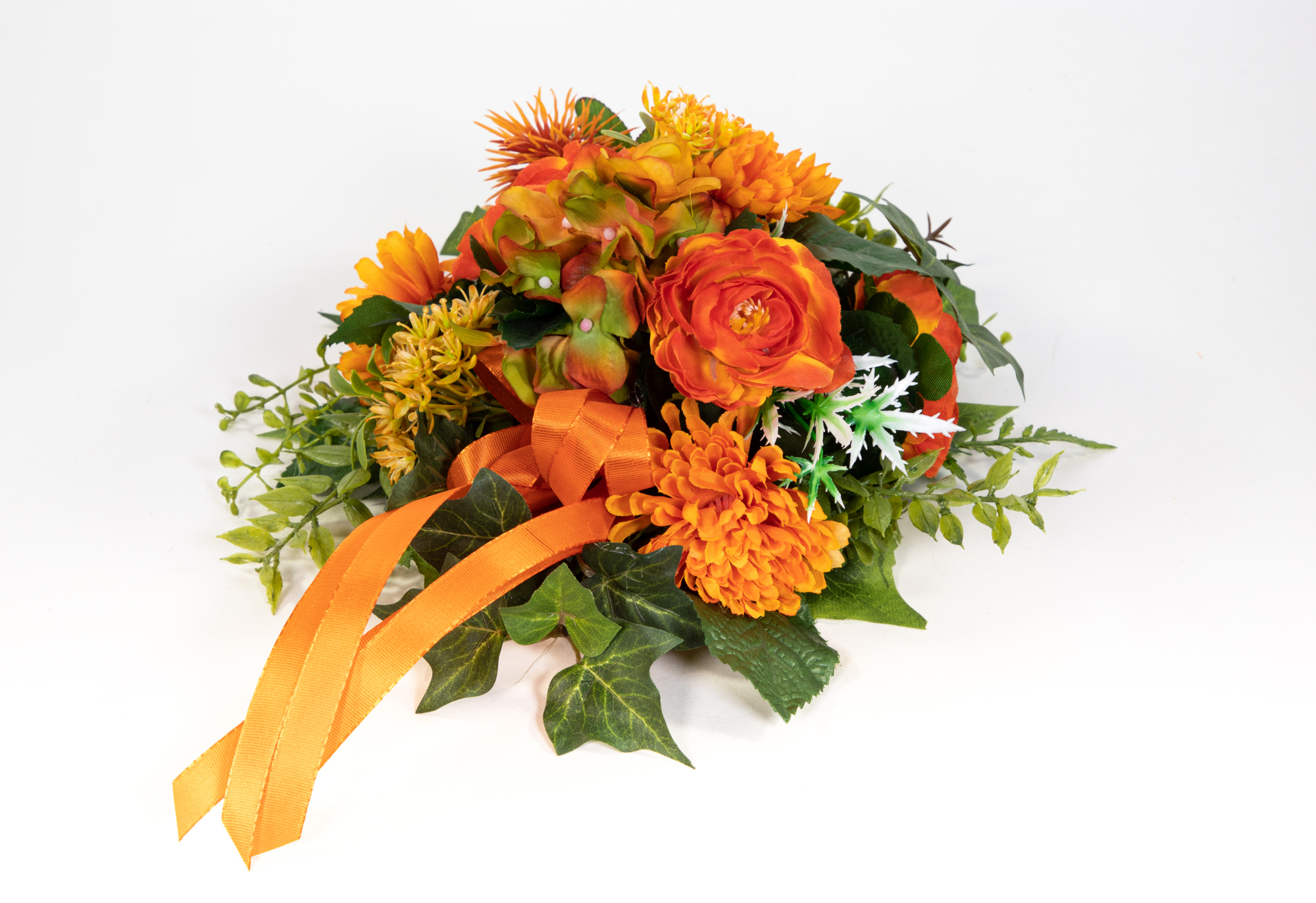 Tischgesteck / Wandhänger rund 30cm orange Kunstblumen künstliche Blumen Gesteck