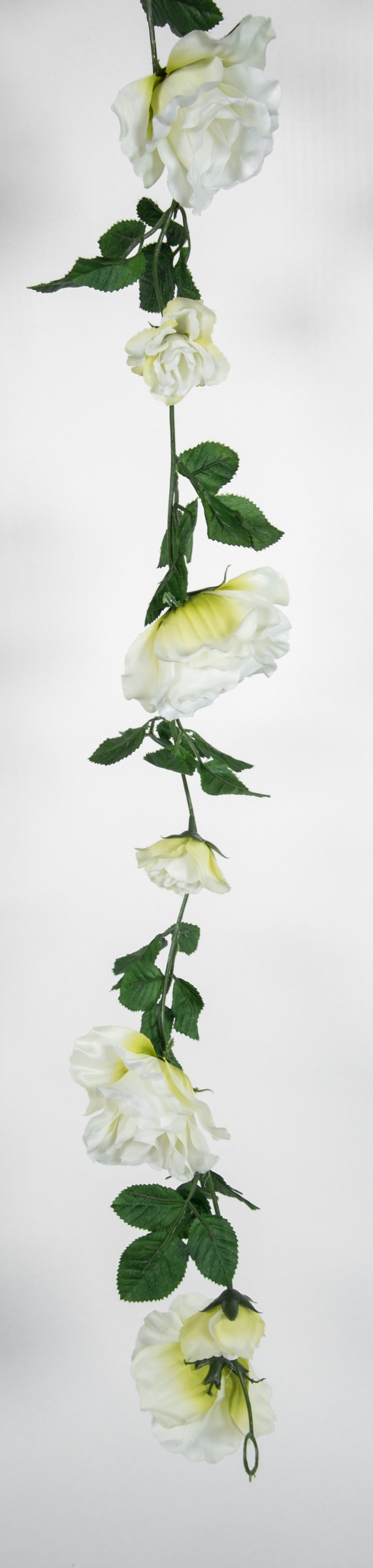 Rosengirlande 180cm weiß mit 13 Rosen Blüten GA Girlande Seidenblumen Kunstblumen künstliche