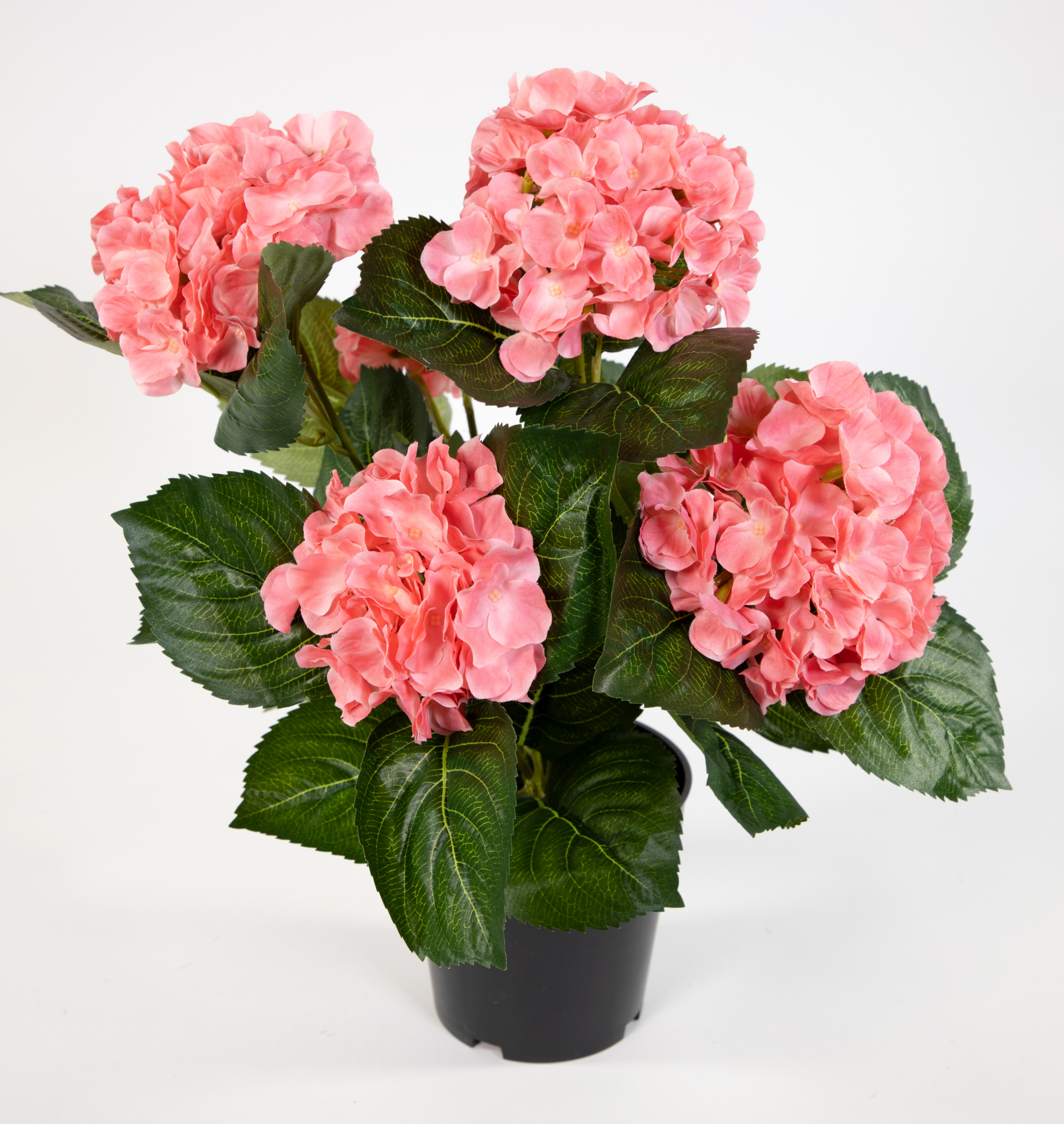 künstliche Blumen Topf im Hortensie Hortensienbusch Pflanzen 42cm Kunstpflanzen rosa-pink Deluxe LM