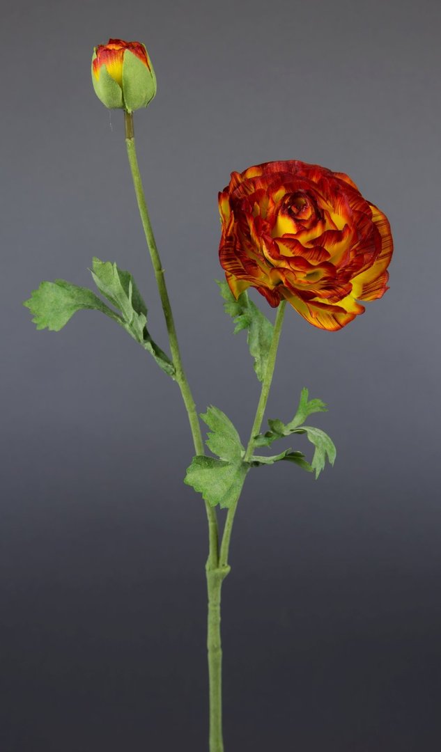 Ranunkelzweig 48cm orange-gelb CG Kunstblumen Seidenblumen künstliche Blumen Ranunkel