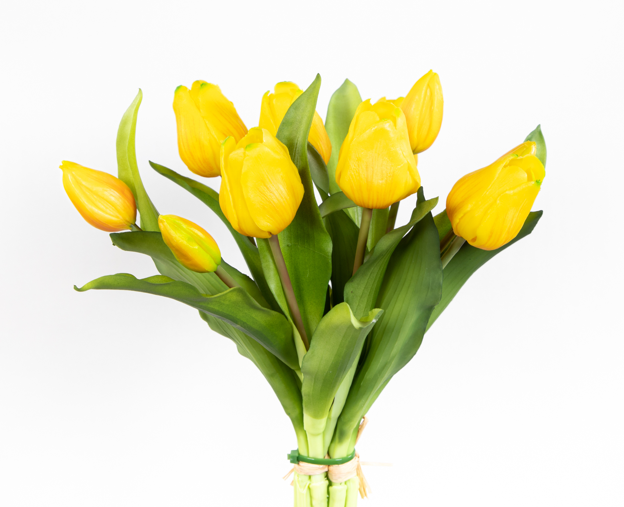 Tulpenbund Nature Real Touch 32x26cm gelb mit 10 Blüten LM Kunstblumen künstliche Blumen Tulpen Latex