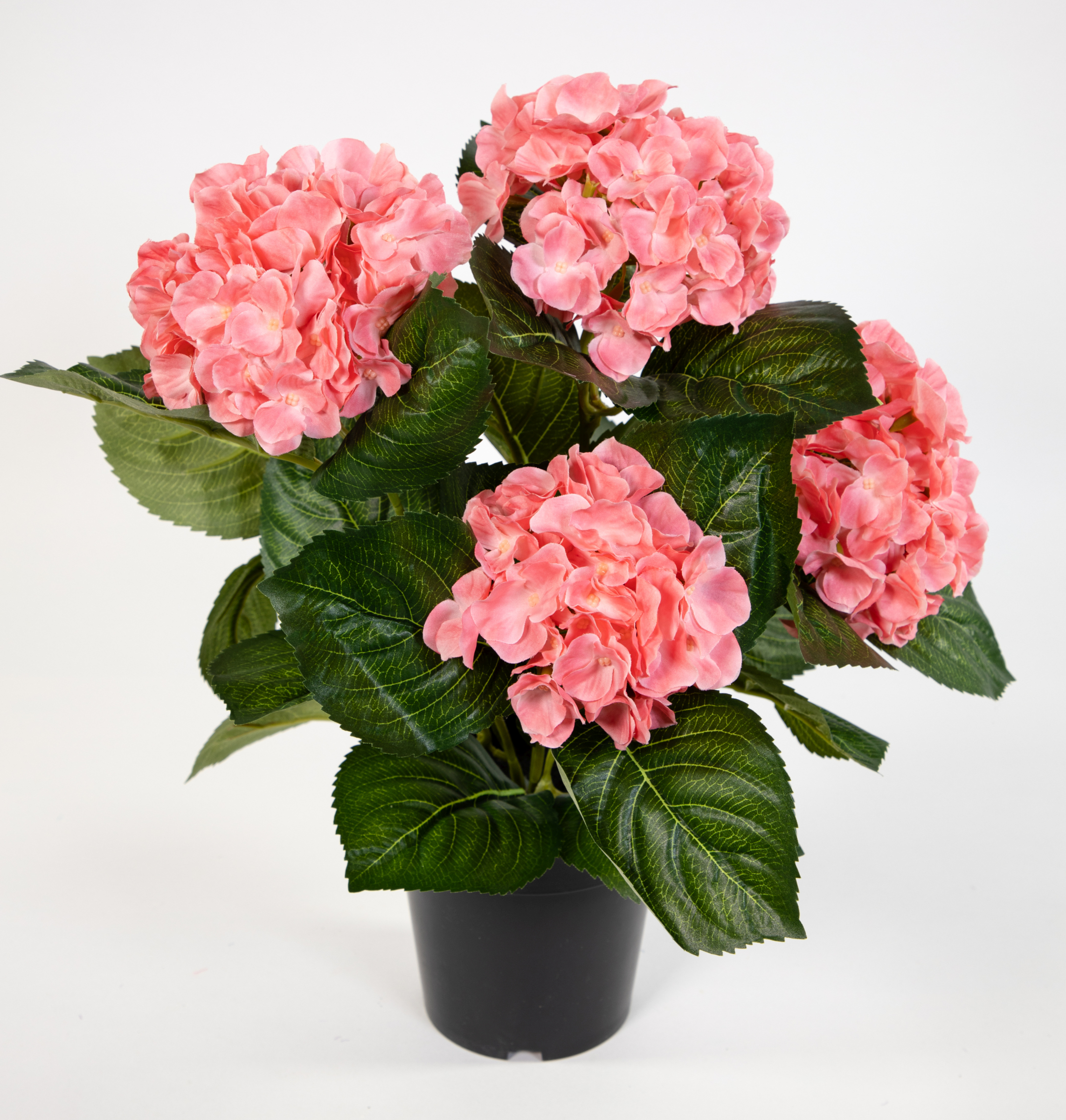 Topf Blumen LM Hortensie 42cm Pflanzen Hortensienbusch künstliche im Deluxe rosa-pink Kunstpflanzen