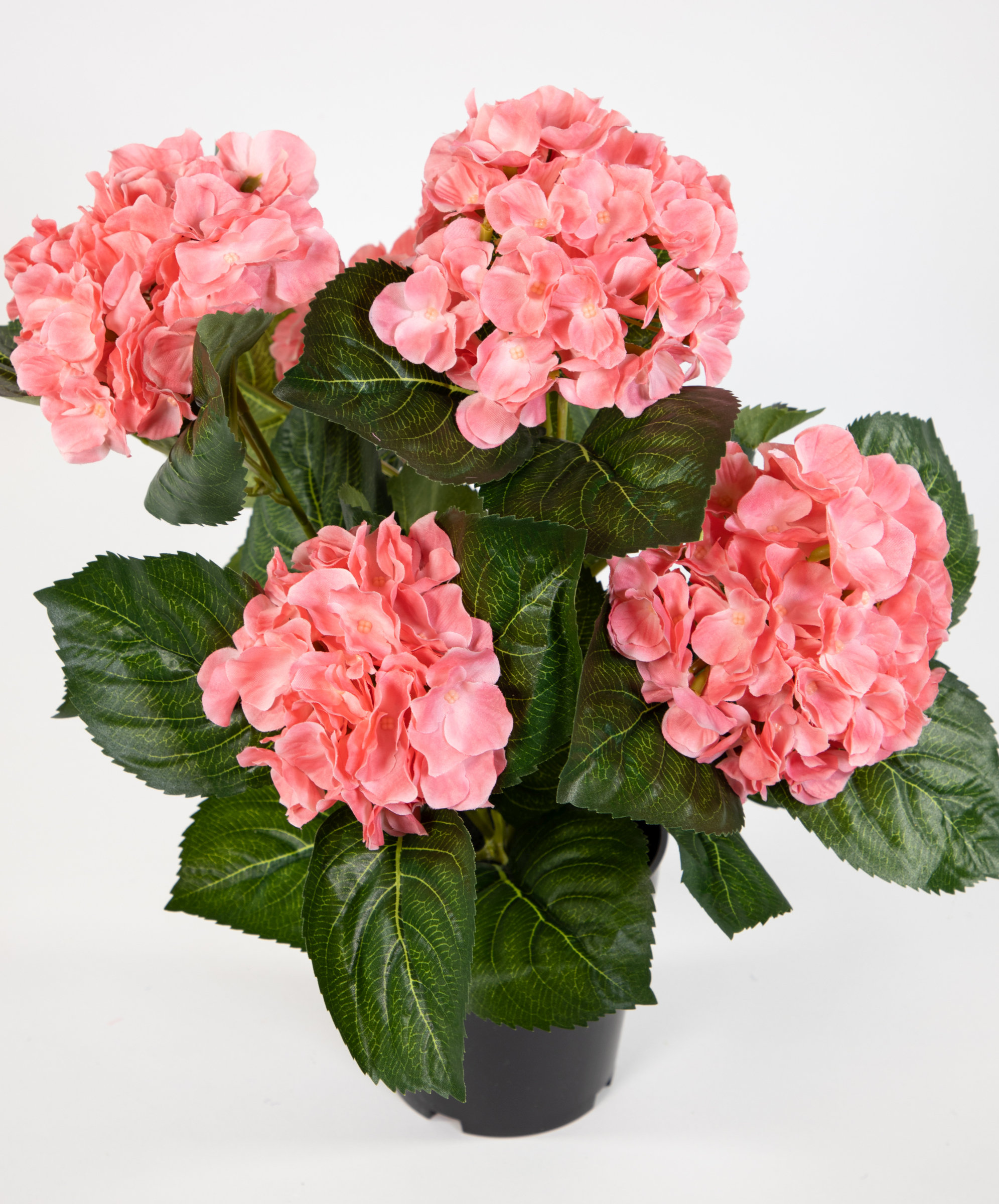 Hortensienbusch Deluxe 42cm rosa-pink künstliche Topf im Blumen Kunstpflanzen Pflanzen Hortensie LM