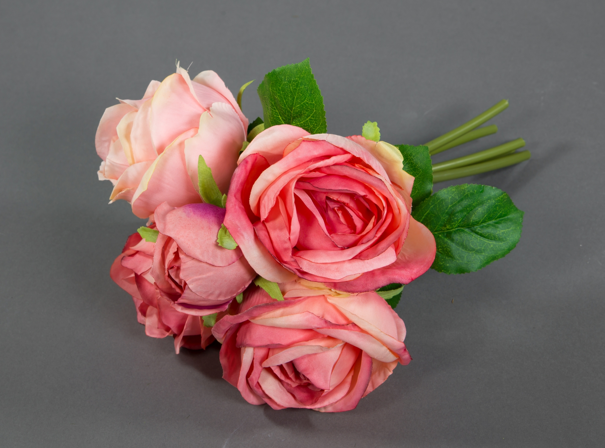 Rosenstrauß 28x20cm FT Blumen Strauß Rosen rosa-pink Kunstblumen Blumenstrauß künstliche