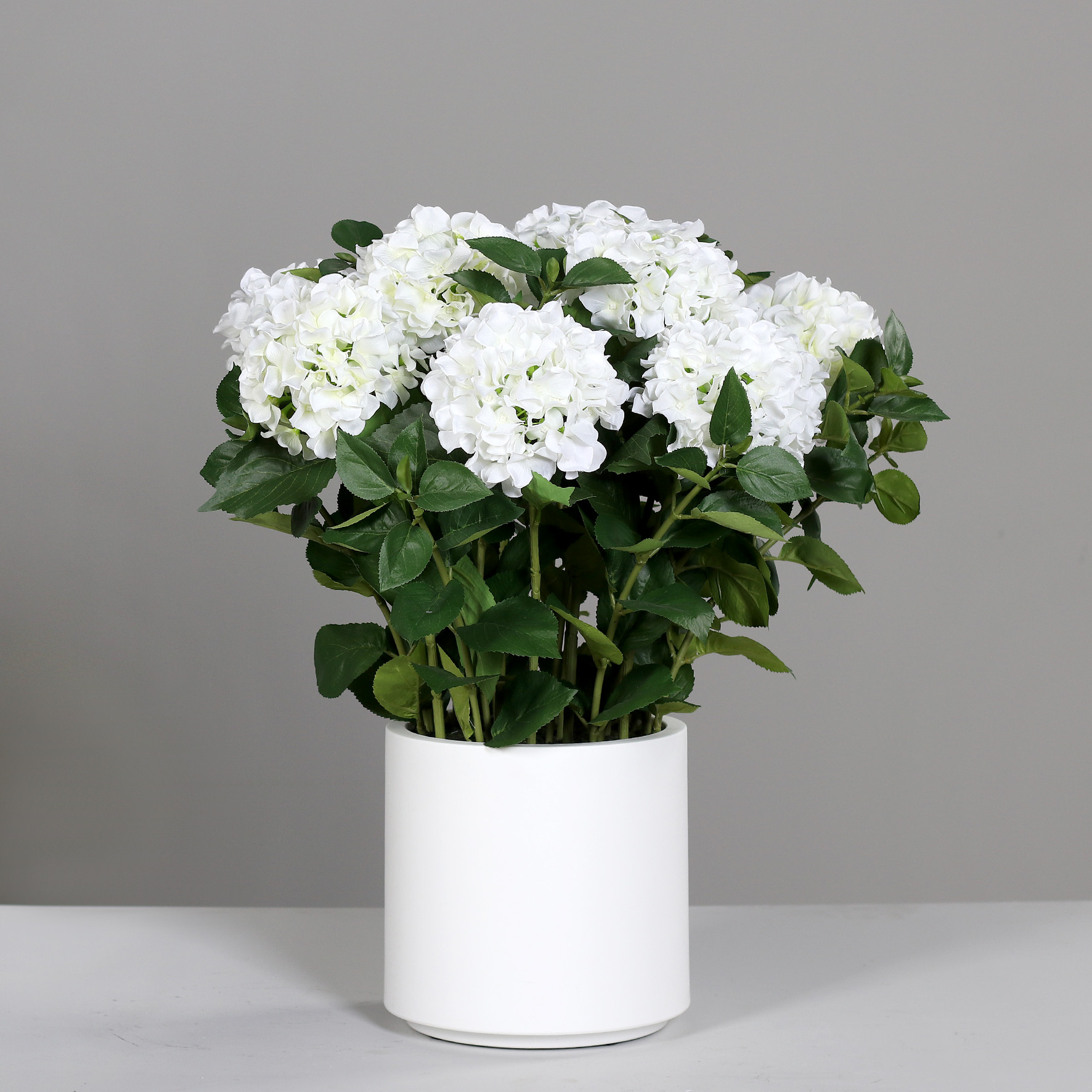 Hortensientopf 75x65cm weiß im weißen Topf DP künstliche Hortensie Blumen Pflanzen Kunstpflanzen Kunstblumen