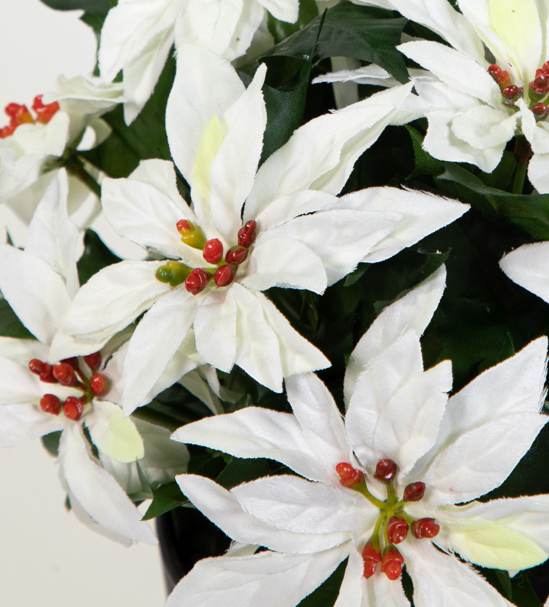 14 Blüten Kunstpflanzen mit im AR 22cm Weihnachtsstern Topf Blumen weiß künstliche Kunstblumen