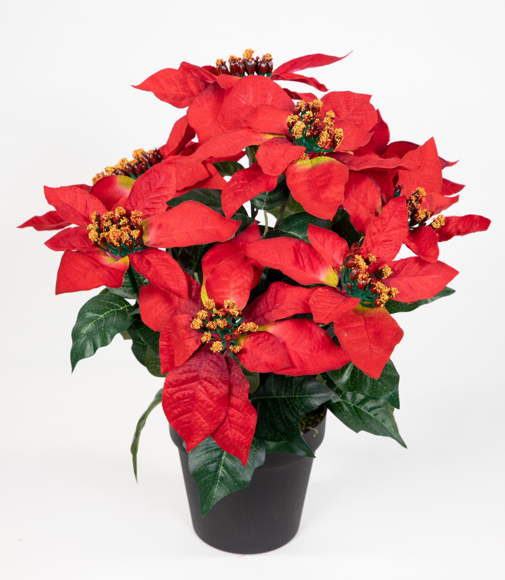 Weihnachtsstern 52cm rot im Topf Poinettie künstliche Kunstblumen Blumen Kunstpflanzen DP