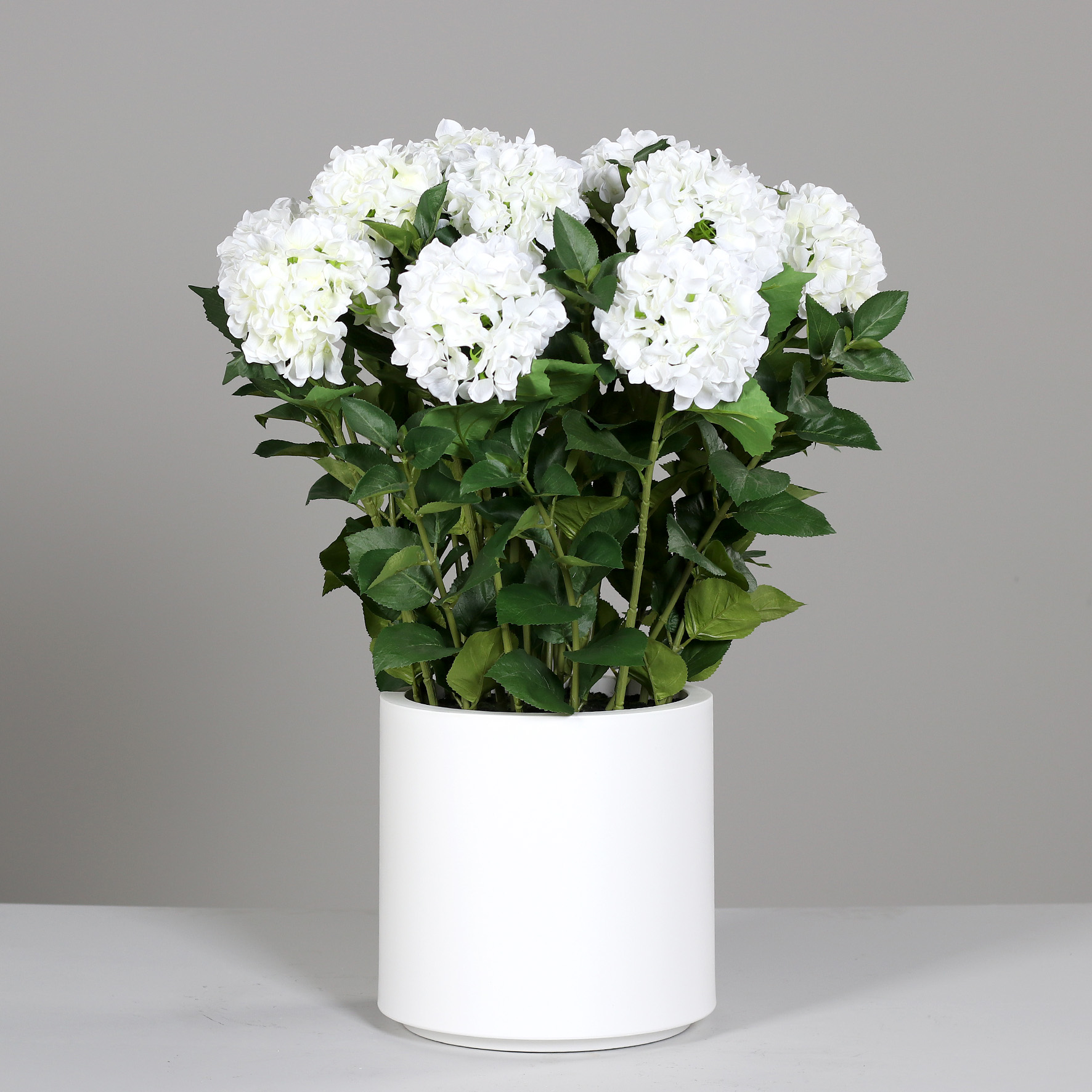 Hortensientopf 90x75cm weiß im weißen Topf DP künstliche Hortensie Blumen Pflanzen Kunstpflanzen Kunstblumen